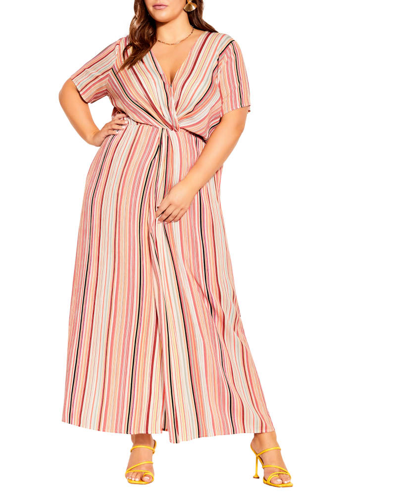 Plus size model wearing Mya Striped Maxi Dress by City Chic | Dia&Co | dia_product_style_image_id:200435